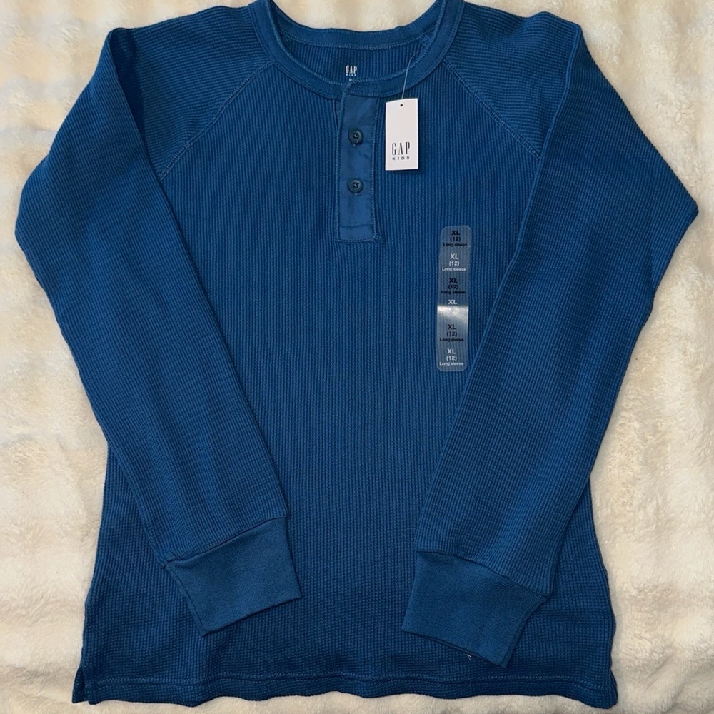 GAP Navy Thermal Henley Shirt